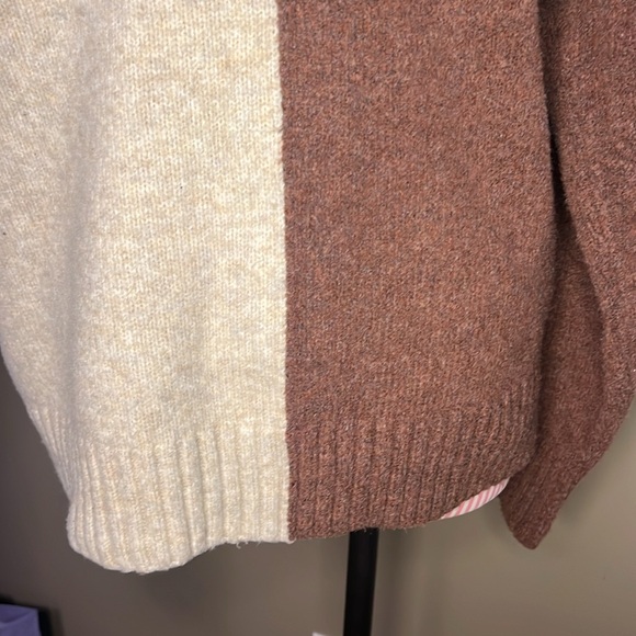 Abercrombie & Fitch sweater two toned colorblock brown cream cardigan A&F - L - Picture 5 of 10